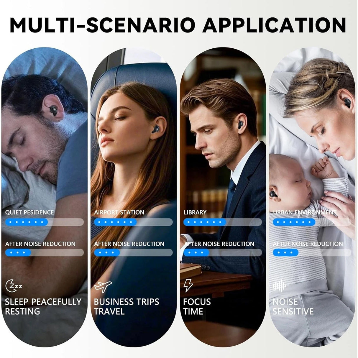 HuziNite Noise Cancelling Earplugs for Sleeping | 50dB Professional Noise Reduction & Soft Silicone for Side Sleepers