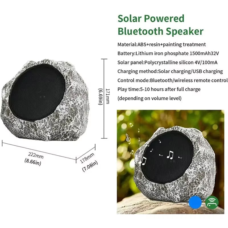 Rockyspizk Solar-Powered Outdoor Rock Speaker